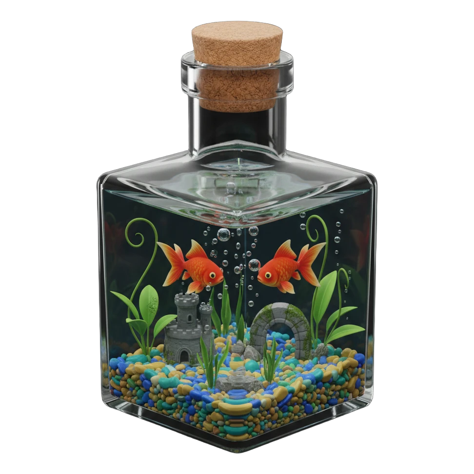 The reference image of the same glass aquarium used for Microsoft's TRELLIS.2 example